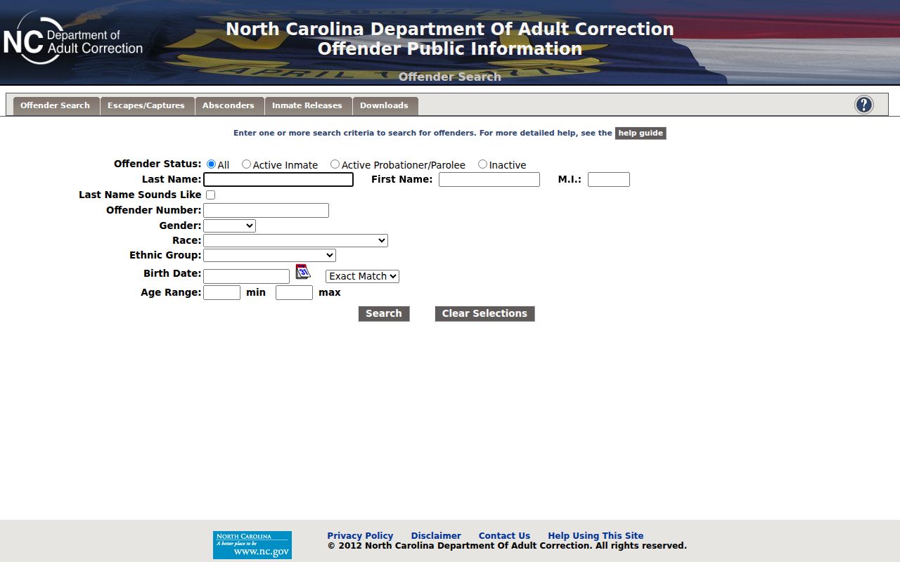 North Carolina state offender search for custody after a Hertford County arrest