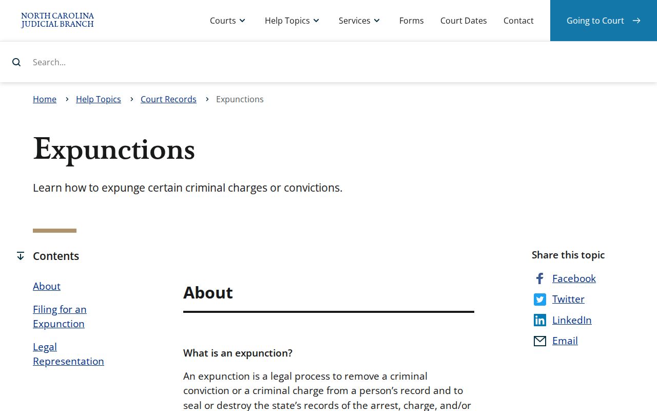 North Carolina expunction resources relevant to Hertford County court files