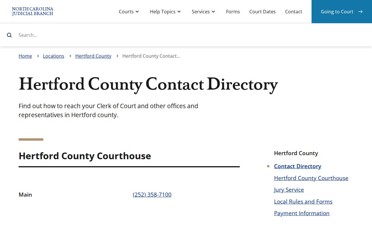 Hertford County criminal record office contacts